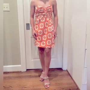 Vintage ABS coral and gold mini dress